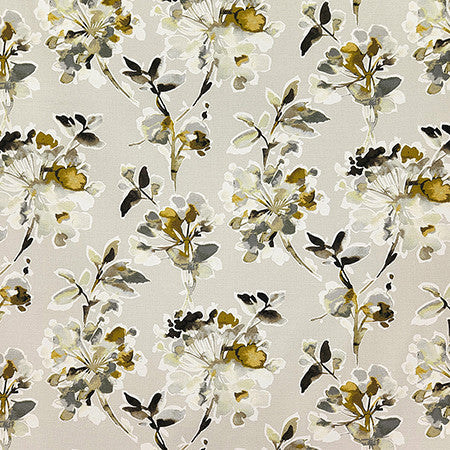Quiet Garden Slate by Carole Designer Fabric Evergreen 100% Cotton India 24" V, 13 3/4" H HD 54" - Swanky Fabrics -