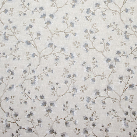 One Night Ice Blue by Carole Designer Fabric Wallflower Base: 58% Cotton, 42% Polyester. Embr: 100% Rayon INDIA 12,000 Wyzenbeek Double Rubs 18 1/2" V, 25" H 50" - Swanky Fabrics -