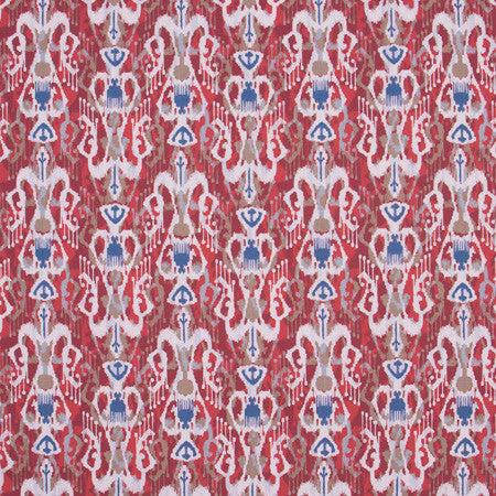 Hunts Point Red Cobalt by Carole Designer Fabric Jungle Safari 90% Cotton, 10% Linen Pakistan 10" V, 9 3/4" H 56" - Swanky Fabrics -