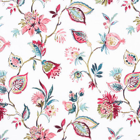 Serenade Song Coral by Carole Designer Fabric Azalea 100% Cotton Spain 27" V, 27" H 54" - Swanky Fabrics -