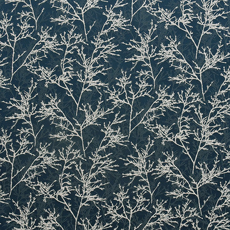 Bare Trees Blue Pearl by Carole Designer Fabric Blue Steel 68% Polyester, 32% Viscose Turkey 13 3/4" V, 27 1/2" H 59" - Swanky Fabrics -