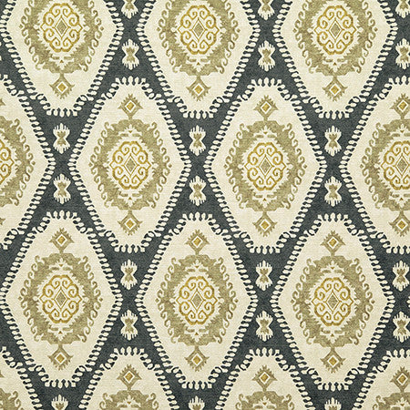 Thornwood Graphite by Carole Designer Fabric Evergreen 100% Cotton Spain 18" V, 4 1/2" H HD 54" - Swanky Fabrics -