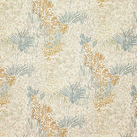 Blooming Meadow Flaxen by Carole Designer Fabric Evergreen 100% Cotton India 12,000 WYZENBEEK DOUBLE RUBS 27 1/2" V, 13 3/4" H HD 55" - Swanky Fabrics -