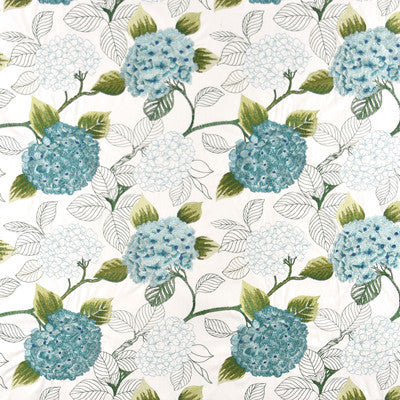 Hydrangea Park Aegean by Carole Designer Fabric Muse 70% Cotton, 30% Viscose India 15 3/4" V, 17" H 50" - Swanky Fabrics -