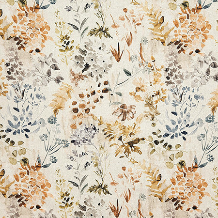 Favorite Thing Autumn by Carole Designer Fabric Evergreen 88% Polyester, 12% Linen India 26 1/2" V, 26 1/2" H 54" - Swanky Fabrics -
