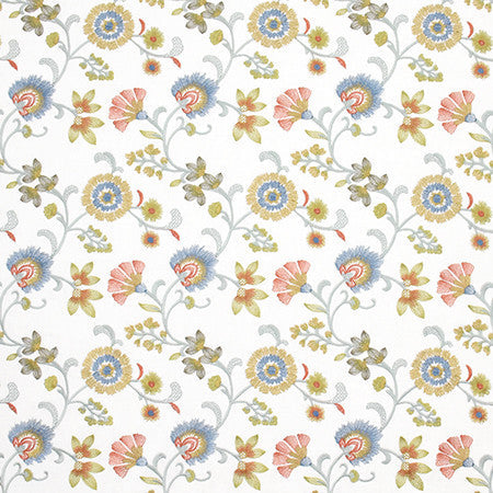 Always There Carnival by Carole Designer Fabric Wallflower Base: 52% Cotton, 48% Polyester. Embr: 100% Poly INDIA 15,000 Wyzenbeek Double Rubs 9 1/4" V, 8 3/4" H 52.5" - Swanky Fabrics -