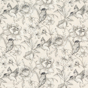 Carole Fabric Hidden Bird Graphite