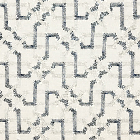 Meet Again Denim by Carole Designer Fabric Dawn & Dusk Base: 69% Cotton, 31% Polyester. Embr: 100% Viscose India 12 1/2" V, 12 1/2" H 51" - Swanky Fabrics -