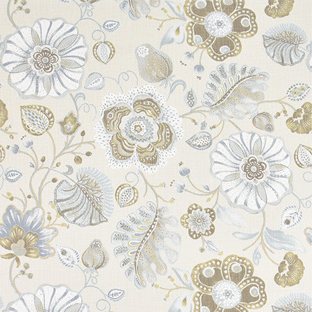 Art Of Being Oyster by Carole Designer Fabric Bluebell 59% Cotton, 41% Polyester-Light Latex Backing China 23 3/4" V, 27 1/2" H 54" - Swanky Fabrics -
