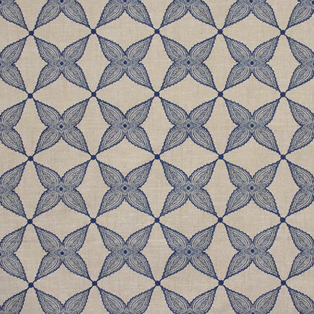 When Stars Align Blue by Carole Designer Fabric Artisan Base: 70% Cotton, 25% Poly, 5% Linen. Embr: 60% Cotton, 21% Poly, 15% Rayon, 4% Linen INDIA 4 1/2" V, 4 1/2" H 54" - Swanky Fabrics -