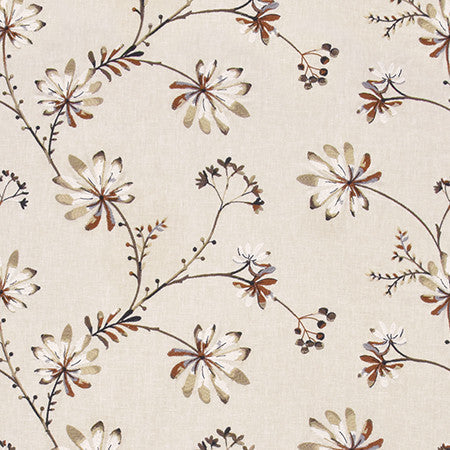 So In Love Sepia by Carole Designer Fabric Wallflower Base: 50% Poly, 50% Cotton. Embr: 60% Poly, 40% Cotton INDIA N/A 15 1/2" V, 25" H 51" - Swanky Fabrics -