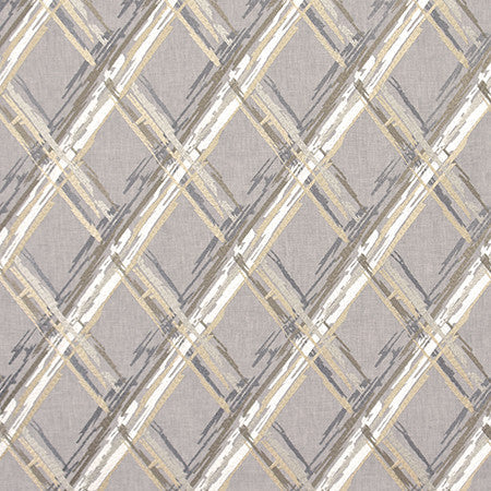 Broken Diamonds Ashen by Carole Designer Fabric Moonstone 52% Cotton, 48% Polyester India 80,000 Wyzenbeek Double Rubs 9" V, 6 1/2" H 52.5" - Swanky Fabrics -