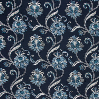 Warm Welcome Navy by Carole Designer Fabric Emerald Ocean 50% Polyester, 50% Cotton India 15 3/8" V, 26" H 51" - Swanky Fabrics -