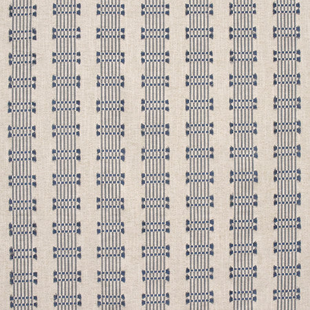 Over The Tracks Blue by Carole Designer Fabric Artisan Base: 81% Cotton, 19% Poly. Embr: 100% Cotton INDIA 2.13" V, 4" H 54.75" - Swanky Fabrics -