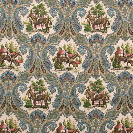 Horseman Royal by Carole Designer Fabric Red Sea 100% Cotton -SSR Finished In USA 15,000 Wyzenbeek Double Rubs Horizontal: 13 1/2" and Vertical: 18" V 54" - Swanky Fabrics -