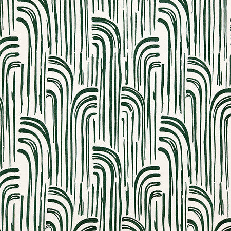 Water Works Emerald by Carole Designer Fabric Evergreen Base: 100% Cotton, Embr: 73% Cotton, 27% Polyester India N/A 15 3/8" V, 16 1/2" H 50.375" - Swanky Fabrics -