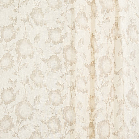 Cottage Roses Natural by Carole Designer Fabric Perfect Balance 100% Linen India N/A 7 1/4" V, 6" H 54" - Swanky Fabrics -