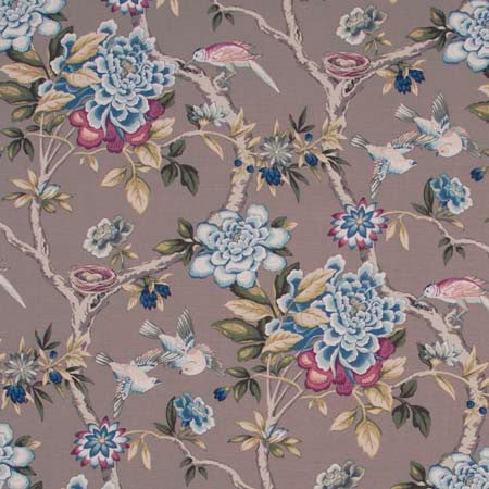 Bird Sanctuary Jewel by Carole Designer Fabric Pink Jade 100% Cotton- SSR Peru 25,000 Wyzenbeek Double Rubs Horizontal: 13 1/2" D and Vertical: 25 1/4" V 54" - Swanky Fabrics -