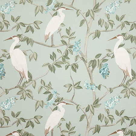Spot A Heron Mineral by Carole Designer Fabric Dewdrop 100% Cotton India 24 5/8" V, 27 1/4" H 55" - Swanky Fabrics -