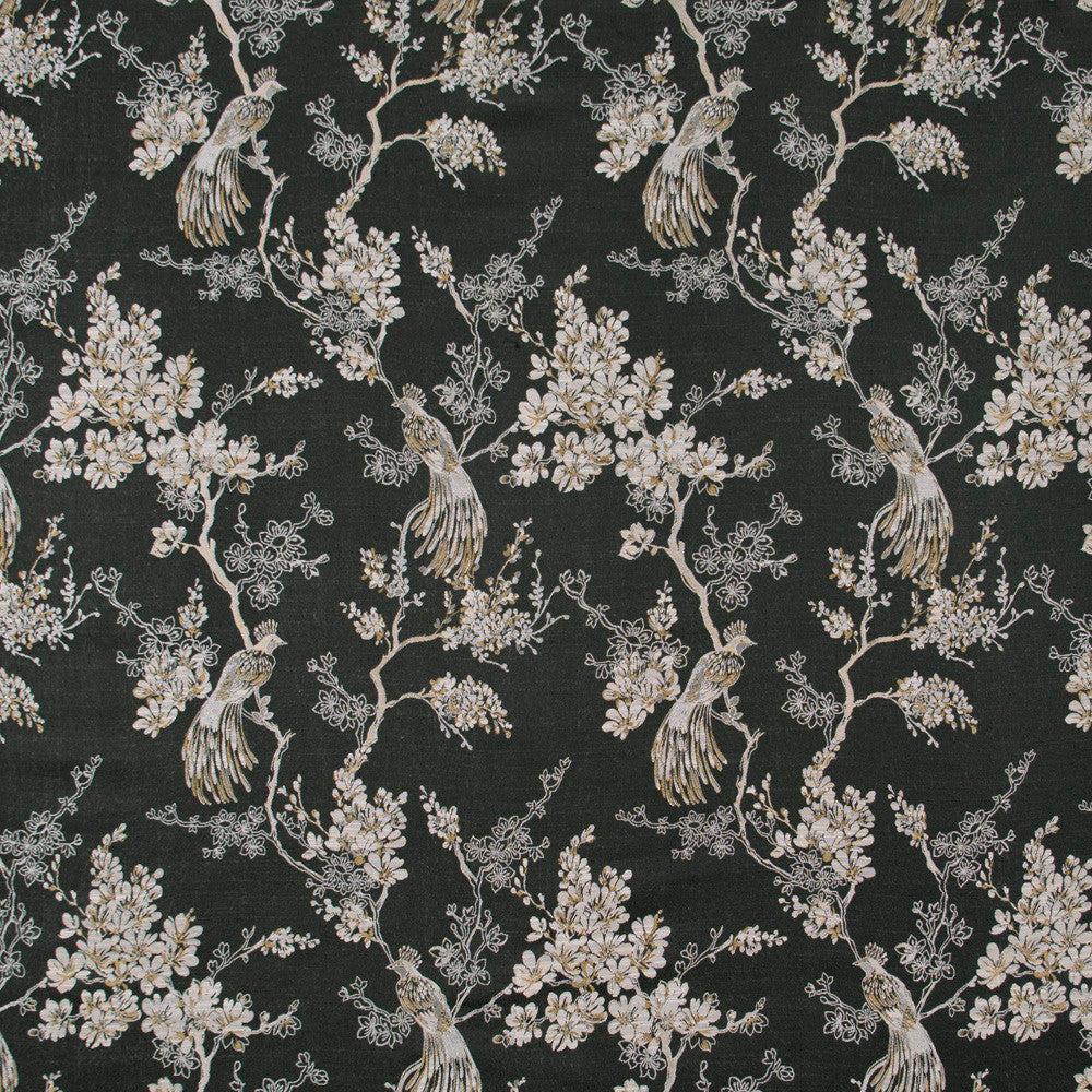 Bird In Waiting Noir by Carole Designer Fabric Birch 63% Polyester, 37% Viscose India N/A Horizontal: 135 and Vertical: 20625 51 - Swanky Fabrics -