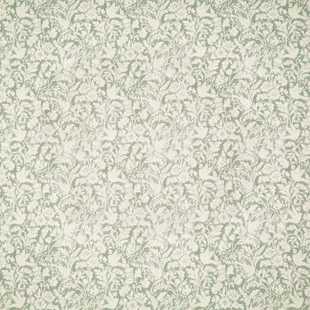 Birds At Play Thyme by Carole Designer Fabric Misty Glen 100% Cotton India 12 1/4" V, 14" H 55 3/4"" - Swanky Fabrics -