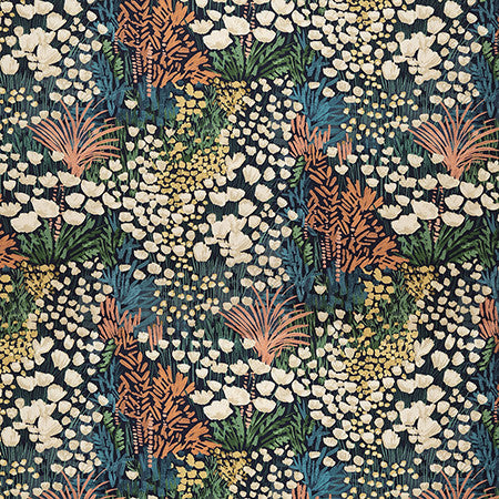 Blooming Meadow Bloom by Carole Designer Fabric Evergreen 100% Cotton India 27 1/2" V, 13 3/4" H HD 55" - Swanky Fabrics -