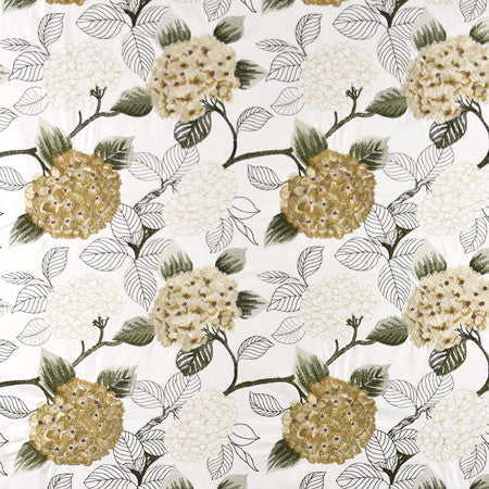 Hydrangea Park Golden by Carole Designer Fabric Muse 70% Cotton, 30% Viscose India N/A 15 3/4" V, 17" H 50" - Swanky Fabrics -