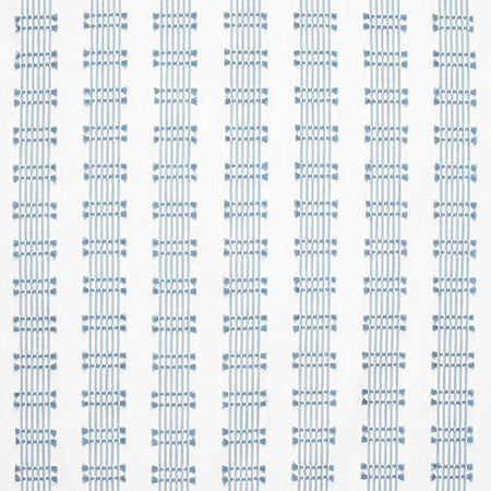 Over The Tracks French Blue by Carole Designer Fabric Artisan Base: 81% Cotton, 19% Poly. Embr: 100% Cotton INDIA N/A 2.13" V, 4" H 54.75" - Swanky Fabrics -