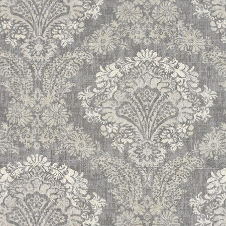 Maryland Avenue Grey by Carole Designer Fabric Moonstone 100% Cotton-Soil Repellent Usa 26 3/4" V, 27 3/4" H HD 56.5" - Swanky Fabrics -