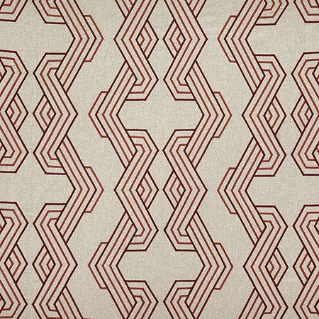 Unique Way Brick by Carole Designer Fabric Shape Shifter Base: 60% Poly, 30% Cotton, 10% Linen Embr: 100% Spn Poly India 15" V, 12 3/4" H HD 50" - Swanky Fabrics -
