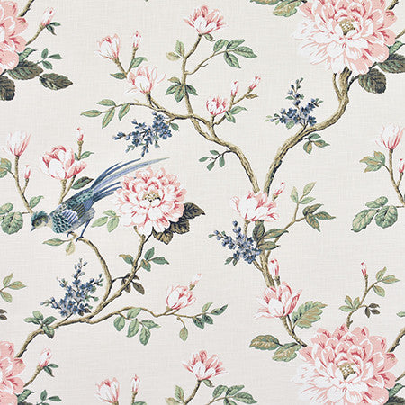 Garden Bird Silk by Carole Designer Fabric Harvest 100% Cotton-Soil Repellent Pakistan 25 1/8" V, 27"H 56" - Swanky Fabrics -