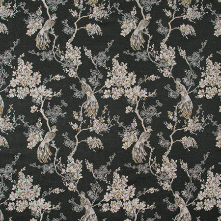 Bird In Waiting Noir by Carole Designer Fabric Birch 63% Polyester, 37% Viscose India N/A Horizontal: 13 1/2" and Vertical: 20 5/8" V 51" - Swanky Fabrics -