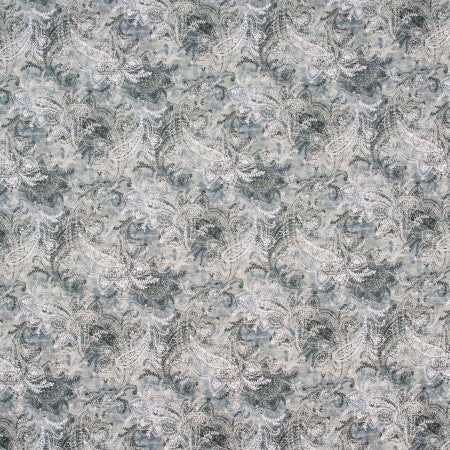 Pretty Lady Blue Smoke by Carole Designer Fabric SILVER FOX 100% Cotton- Soil & Stain Release South Korea 17 3/4" V, 18" H 54" - Swanky Fabrics -