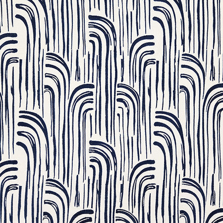 Water Works Navy by Carole Designer Fabric Dawn & Dusk Base: 100% Cotton, Embr: 73% Cotton, 27% Polyester India N/A 15 3/8" V, 16 1/2" H 50.375" - Swanky Fabrics -