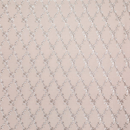 Settling In Peach by Carole Designer Fabric Sunset Serenade Base: 73% Cotton, 27% Polyester Embr: 100% Viscose India 9 3/8" V, 4 1/2" H 51"" - Swanky Fabrics -