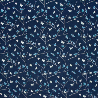 Eden Hunt Navy by Carole Designer Fabric Emerald Ocean 100% Polyester India N/A Horizontal: 16 7/8" and Vertical: 15 3/4" V 51" - Swanky Fabrics -