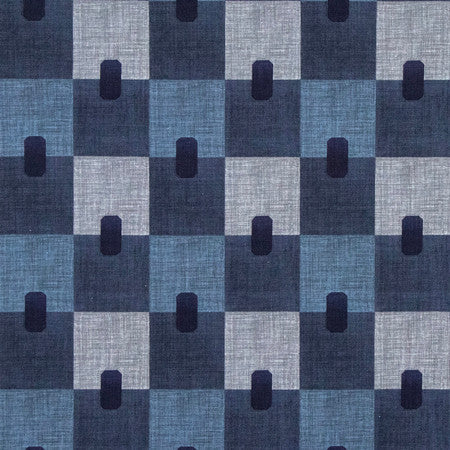 Field Report Indigo by Carole Designer Fabric Making Waves 97% Cotton, 3% Linen 20,000 Wyzenbeek Double Rubs 5 3/4" V, 5 1/2" H 56" - Swanky Fabrics -