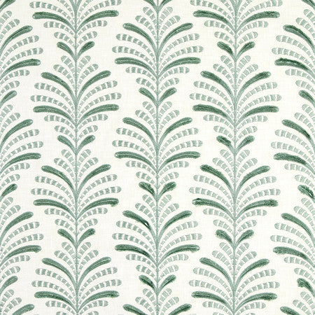 Stark Celadon by Carole Designer Fabric Serene Green Base: 52% Cotton, 48% Polyester Embr: 100% Polyester 51,000 Wyzenbeek Double Rubs 6 1/2" V, 10 1/2" H 52" - Swanky Fabrics -