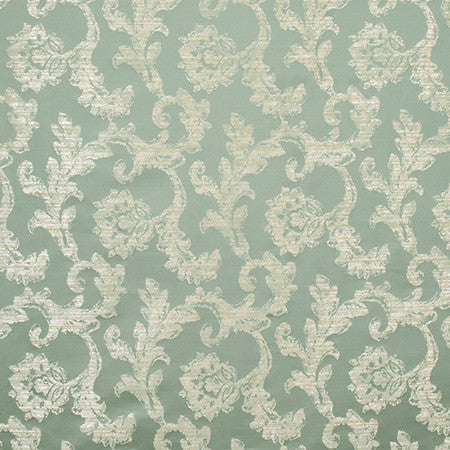 Moment Or Two Celadon by Carole Designer Fabric Wellington 100% Polyester CHINA 15,000 Wyzenbeek Double Rubs 17 1/2" V, 9 1/2" H 55" - Swanky Fabrics -