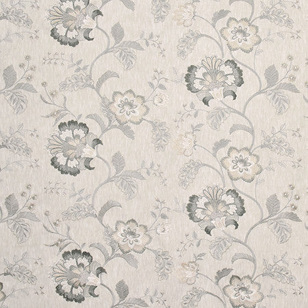 Beside Me Shadow by Carole Designer Fabric Wallflower Base: 77% Polyester, 23% Cotton. Embr: 100% Rayon INDIA 6,000 Wyzenbeek Double Rubs 12 3/8" V, 26" H 51.75" - Swanky Fabrics -