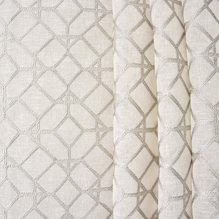 Love For All Silver by Carole Designer Fabric Sheer Luxury Base: 80% Polyester, 20% Cotton. Embr: 100% Viscose INDIA 6 1/2" V, 6 1/4" H 104" - Swanky Fabrics -