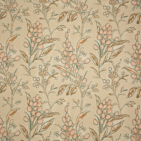 Janice Peach by Carole Designer Fabric Sunset Serenade 55% Linen, 45% Viscose UK 25 1/8" V, 27 1/4" H 55"" - Swanky Fabrics -