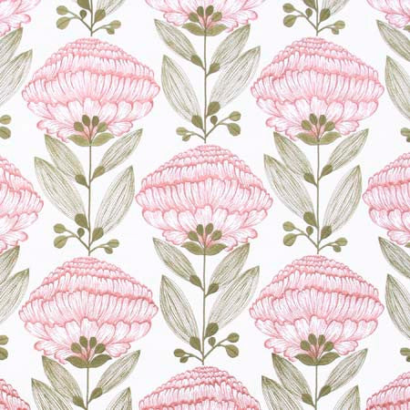 Allium Bloom Ballerina by Carole Designer Fabric Pink Jade 76% Polyester, 24% Cotton India N/A 12 3/4" V, 12 3/4" H HD 51" - Swanky Fabrics -