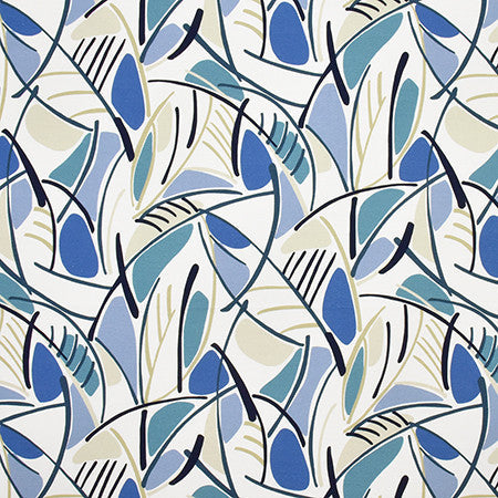 Modern Mania Cobalt by Carole Designer Fabric Prisma 100% Cotton SPAIN 50,000 Wyzenbeek Double Rubs 27" V, 13 1/2" H HD 54" - Swanky Fabrics -