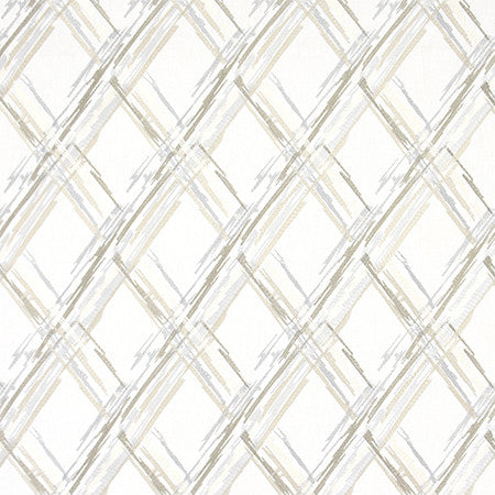 Broken Diamonds Natural by Carole Designer Fabric Moonstone 52% Cotton, 48% Polyester India 80,000 Wyzenbeek Double Rubs 9" V, 6 1/2" H 52.5" - Swanky Fabrics -