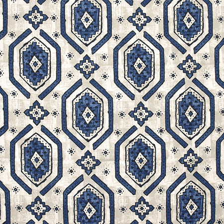 Stronghold Navy by Carole Designer Fabric Artisan 100% Cotton PAKISTAN 12 1/2" V, 13 1/2" H HD 56.5" - Swanky Fabrics -