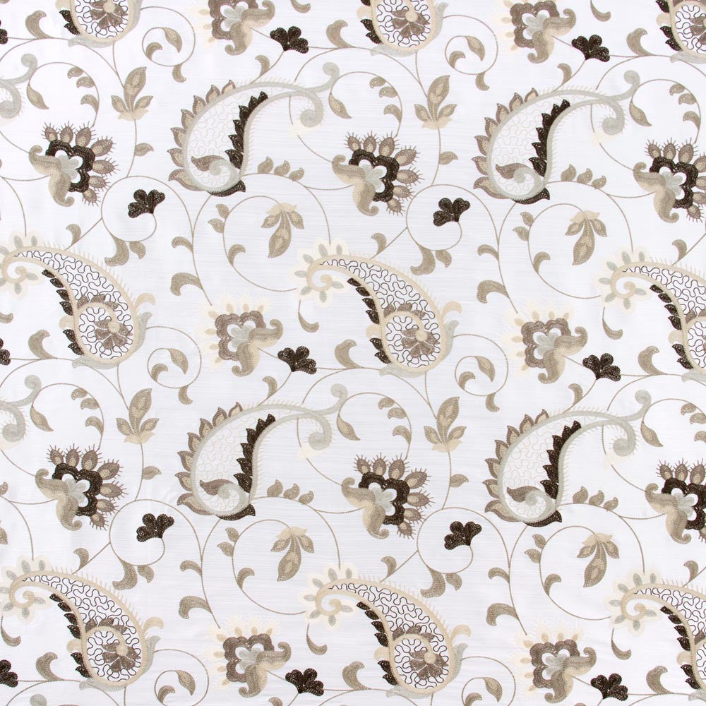 Garden Blooms Pearl by Carole Designer Fabric Onyx & Ivory 100% Polyester India N/A Horizontal: 17 and Vertical: 18 51 - Swanky Fabrics -