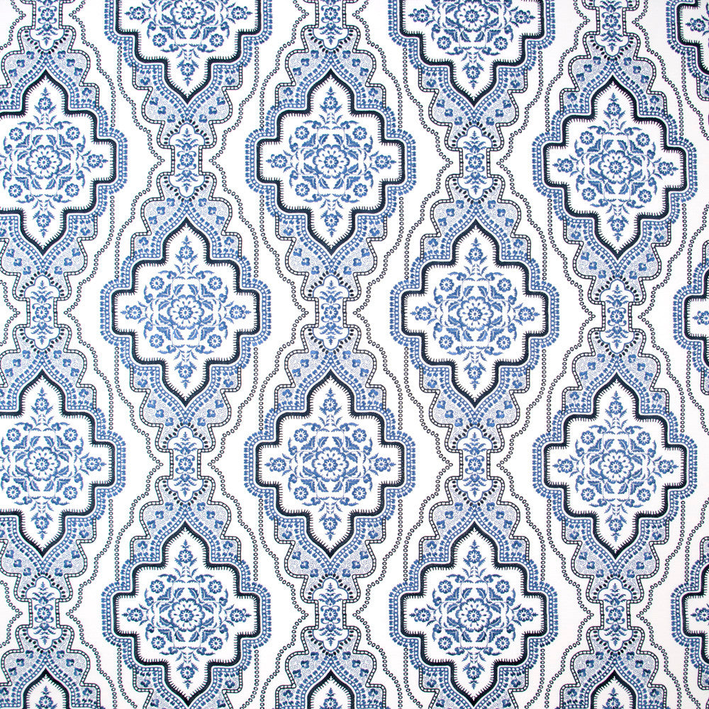 Earned Admiration Cobalt by Carole Designer Fabric Blue Forest 76% Polyester, 24% Cotton India Passes 51,000 Double Rubs Wyzenbeek Horizontal: 175 and Vertical: 1875 52 - Swanky Fabrics -