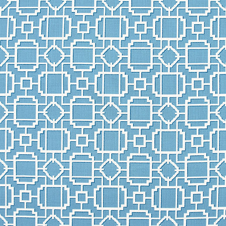 So Many Chances Azure by Carole Designer Fabric Bluebell 100% Cotton-Soil Repellent China 6 5/8" V, 6 7/8" H 58.5" - Swanky Fabrics -