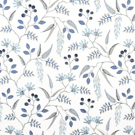 Maury Island Nordic Blue by Carole Designer Fabric Bluebell 52% Cotton, 48% Polyester India 18 3/8" V, 25 1/4" H 50.5" - Swanky Fabrics -